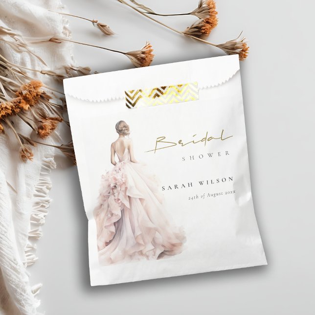Modern Watercolor Wedding Gown Bridal Shower Favour Bags (Creator Uploaded)
