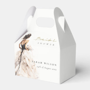 Modern Watercolor Wedding Gown Bridal Shower Favour Box