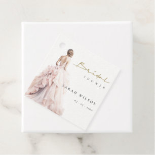 Modern Watercolor Wedding Gown Bridal Shower Favour Tags