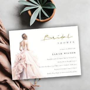 Modern Watercolor Wedding Gown Bridal Shower Invitation