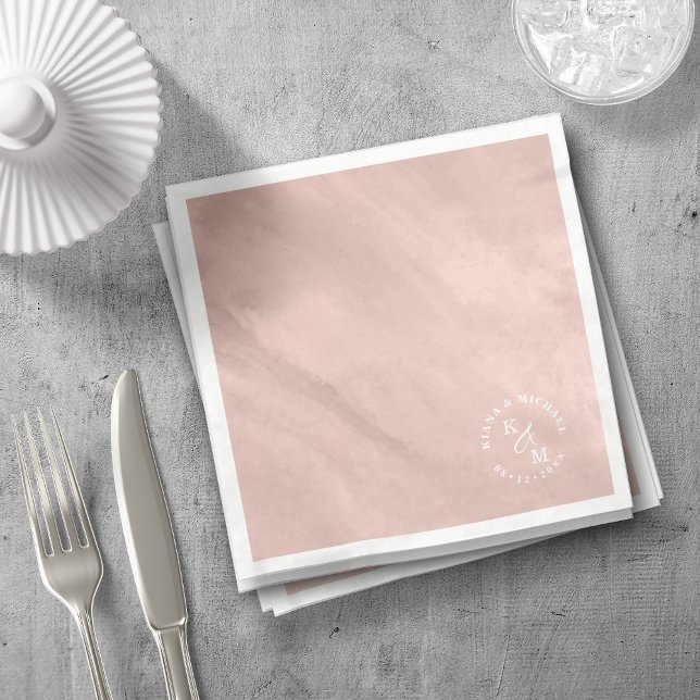 Modern Watercolor Wedding Rose Gold ID816 Napkin (Creator Uploaded)