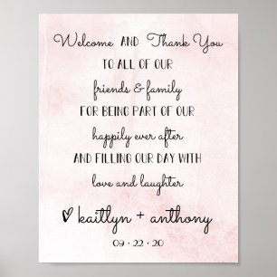 Modern Watercolor Wedding Welcome & Thank You Sign