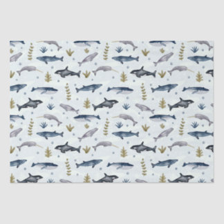 Modern watercolor whale story tissue paper