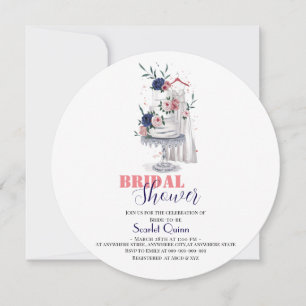 Modern watercolor white wedding gown with cake2 save the date