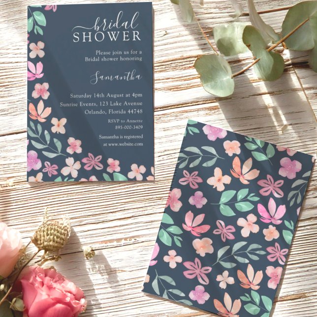 Modern Watercolor Wild Flower Bridal Shower Invitation (Creator Uploaded)