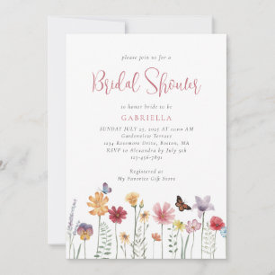 Modern Watercolor Wildflower Bridal Shower Invitation
