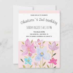 Modern Watercolor Wildflowers Illustration Announcement
