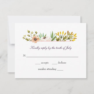 Modern Watercolor Wildflowers Wedding RSVP Card