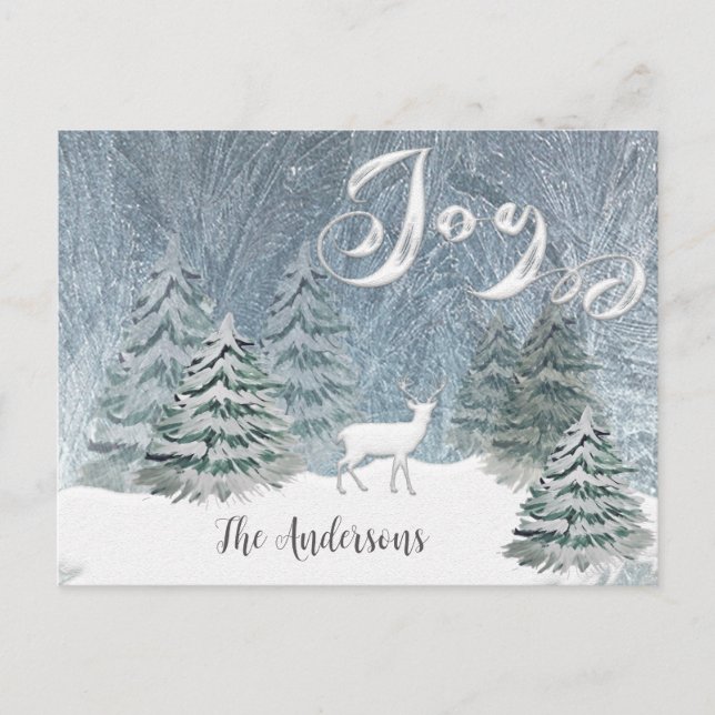 Modern Watercolor winter scene joy Postcard (Front)