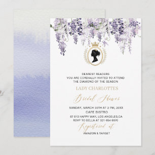 Modern Watercolor wisteria flowers regency era Bri Invitation