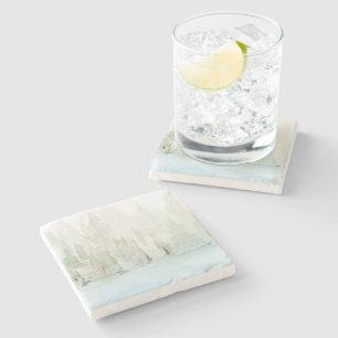 Modern Watercolor Woodland Scene Stone Coaster