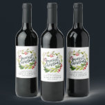 Modern watercolor wreath foliage chic corporate wine label<br><div class="desc">Modern watercolor wreath botanical christmas chic elegant corporate holiday bottle label. Modern rustic beautiful watercolour painted foliage classy elegant design. Part of a collection.</div>