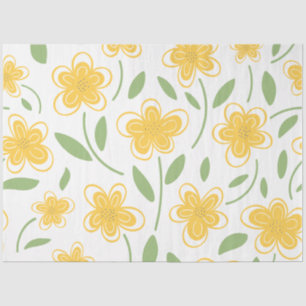 Modern Watercolor Yellow Floral Botanical Flowers  Tissue Paper