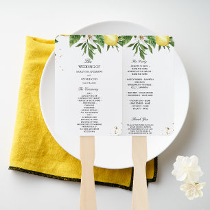 Modern Watercolor Yellow Lemons & Leaf Hand Fan