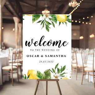 Modern Watercolor Yellow Lemons & Leaf  Poster