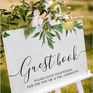 Modern Watercolor Yellow Lemons & Leaf  Poster