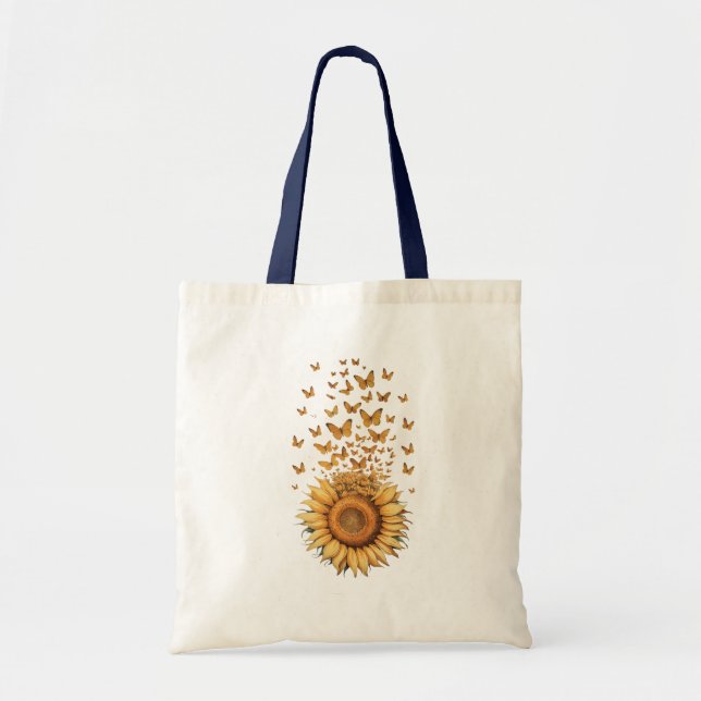 Modern  Watercolor Yellow Sunflower Butterfly      Tote Bag (Front)