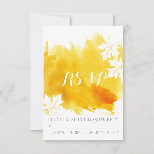 Modern watercolor yellow wedding RSVP reply (Front)