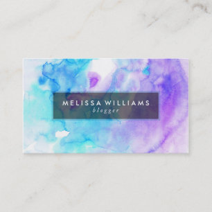 Modern Watercolors Background Purple & Blue Business Card