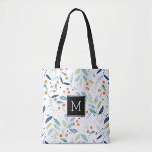 Modern Watercolors Illustration Botanical Pattern Tote Bag