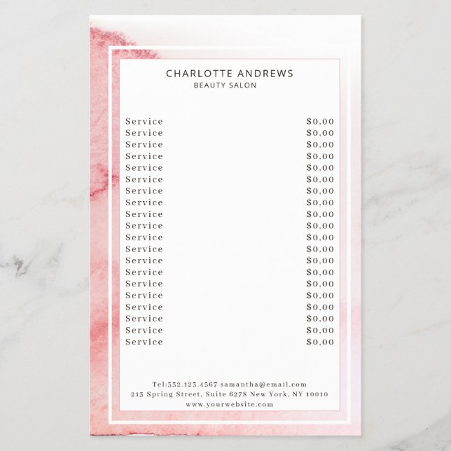 Modern Watercolour Abstrakt Weiß Rosa Flyer (Front)