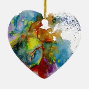 Modern Watercolour Anatomical Heart Ceramic Tree Decoration
