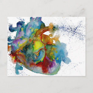 Modern Watercolour Anatomical Heart Postcard