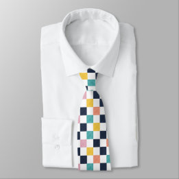 Modern Watercolour Checkerboard  Tie