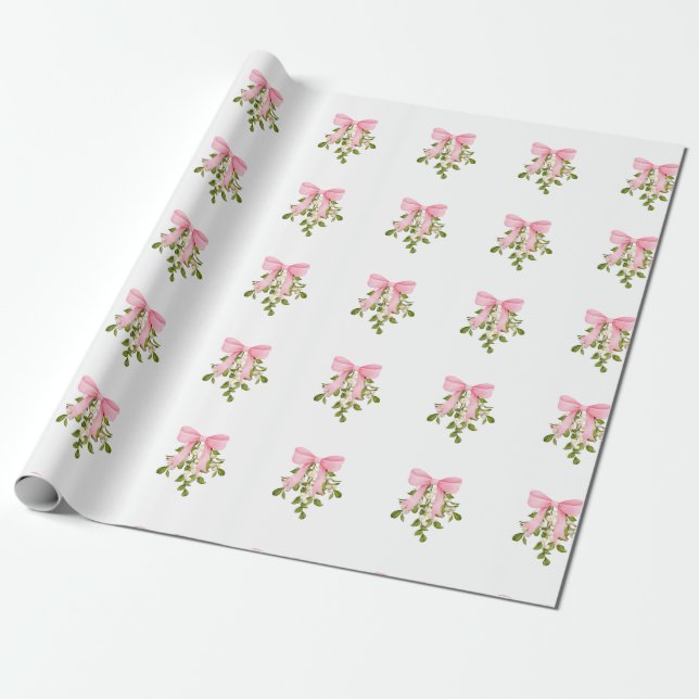 Modern Watercolour Christmas Wrapping Paper (Unrolled)