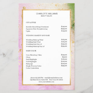 Modern Watercolour Grün Pink Gold Flyer