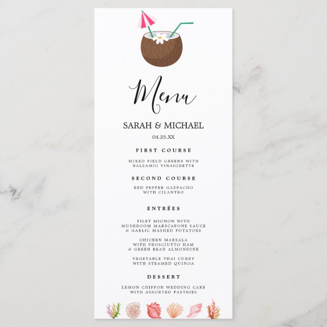  Modern Watercolour Summer Beach Menu (Front)