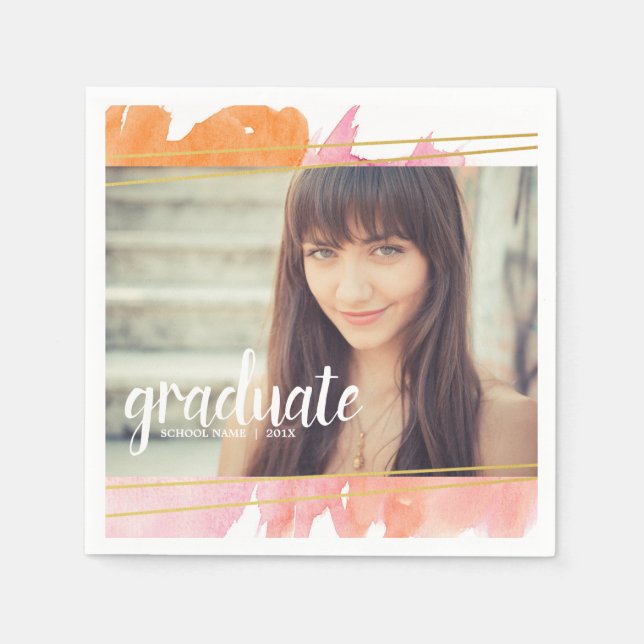 Modern Watercoorl Graduate Custom Party Napkins