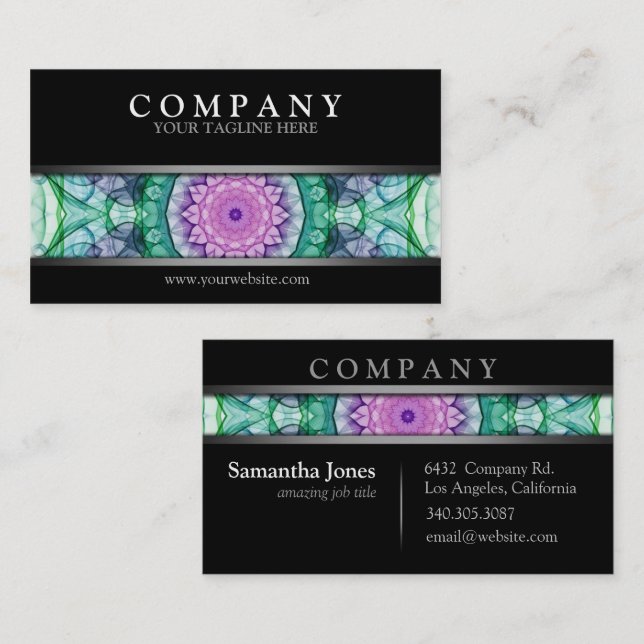 Modern Waterlily Mandala Business Card (Front/Back)