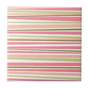 Modern watermelon colours stripes pattern tile