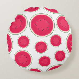 Modern Watermelon Cross-Section Pattern Round Cushion