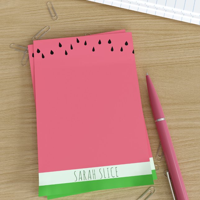 Modern Watermelon Cute Pink 4" x 6" Post it Notes (Watermelon post it notes for you. Add your name!)