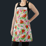 Modern Watermelon Floral Personalised Apron<br><div class="desc">Your name at the top of this apron that features an all over pattern of watermelon slices and colourful flowers and leaves. You can put this design on other products,  too! MATCHING items in our store.</div>