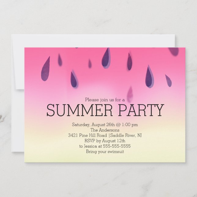 Modern Watermelon Summer Barbecue Party Invitation (Front)
