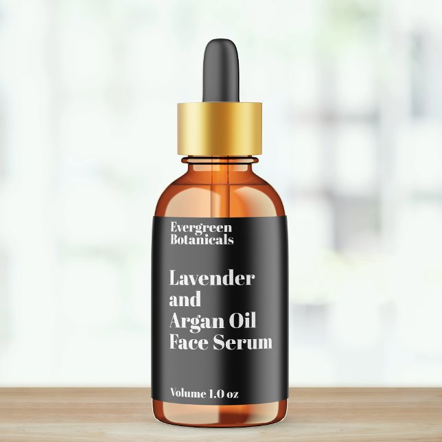 Modern Waterproof Black Dropper Bottle Label (Creator Uploaded)