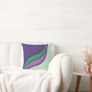 Modern Wave Purple Green  Cushion