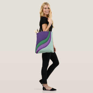 Modern Wave Purple Green Tote Bag