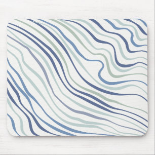 Modern Wavy Blue & Green Abstract Pattern Mousepad