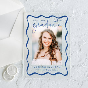 Modern Wavy Frame Acrylic Graduation Announcement