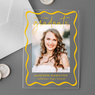 Modern Wavy Frame Acrylic Graduation Announcement