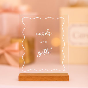 Modern Wavy Frame Cards & Gifts Wedding Acrylic Sign