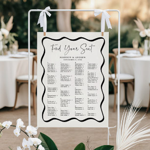 Modern Wavy Frame Cream Wedding Seating Chart