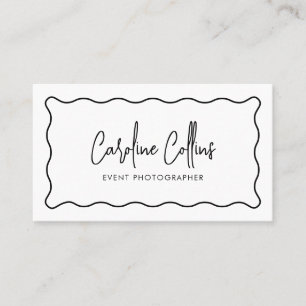 Modern wavy frame, qr code, photography business card