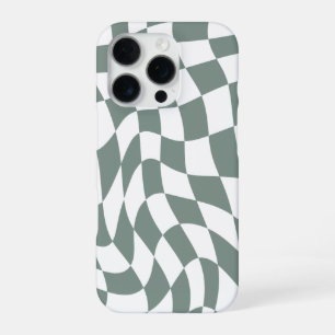 Modern Wavy Green Chequerboard iPhone 16 Pro case