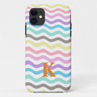 Modern Wavy Lines | Pastel Waves Monogram