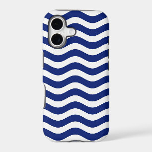 Modern Wavy Navy Blue Stripes Decor